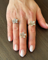 Five Petal Diamond Flower Ring