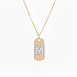 Diamond Initial Dog Tag Necklace
