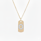 Diamond Initial Dog Tag Necklace