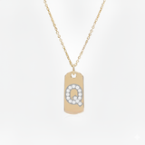 Diamond Initial Dog Tag Necklace
