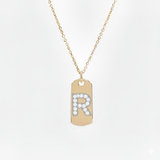 Diamond Initial Dog Tag Necklace