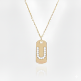 Diamond Initial Dog Tag Necklace