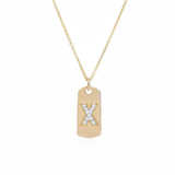Diamond Initial Dog Tag Necklace