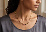 Diamond Link Paperclip Necklace - Mila Gems