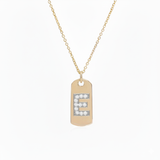 Diamond Initial Dog Tag Necklace