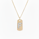 Diamond Initial Dog Tag Necklace