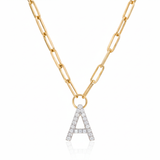 Small Paperclip Diamond Initial Necklace