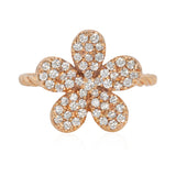 Five Petal Diamond Flower Ring