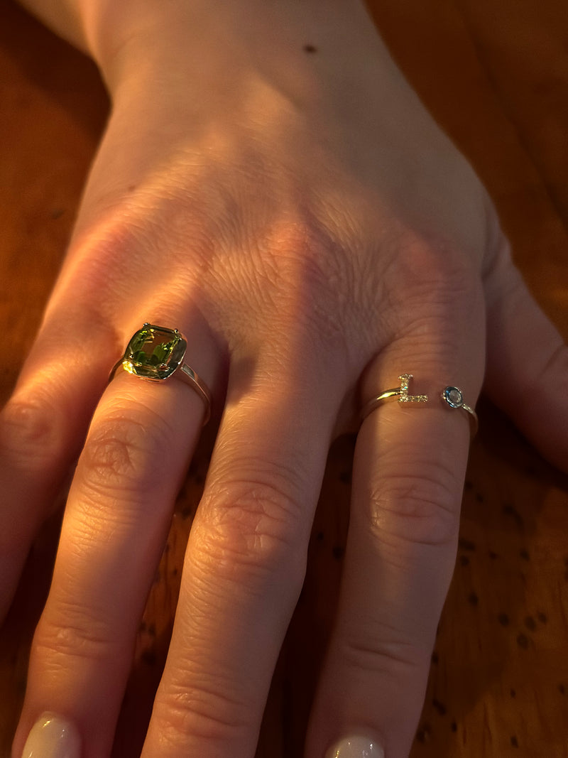 Diamond Initial and Birthstone Ring