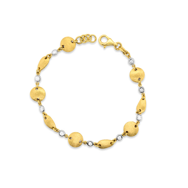 Two Tone Round Link Diamond Bracelet - Mila Gems