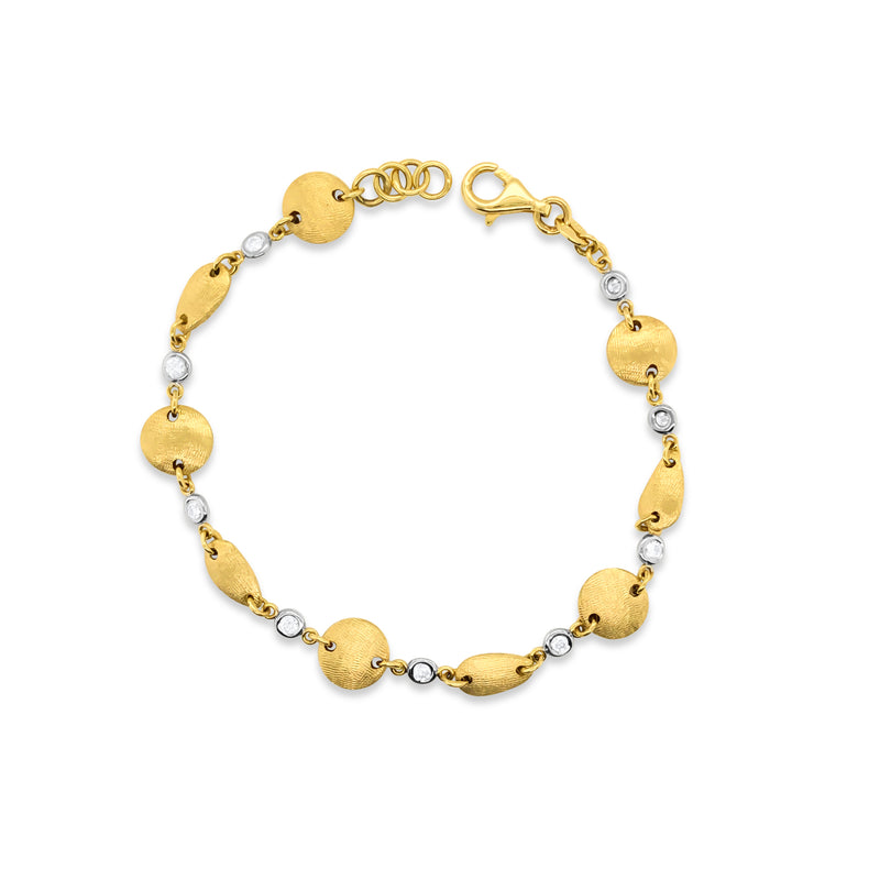 Two Tone Round Link Diamond Bracelet - Mila Gems