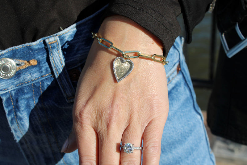 Diamond Heart Charm Bracelet - Mila Gems