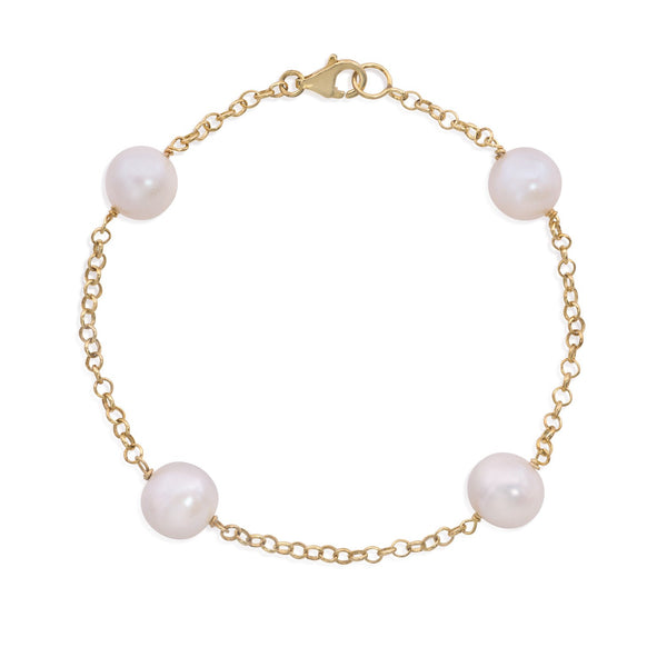 Yellow Gold Stationery Pearl Bracelet - Mila Gems