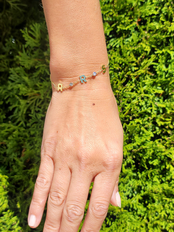 Initials and Diamond Bracelet - Mila Gems