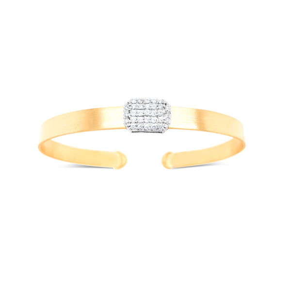 Yellow Gold Diamond Cuff Bangle - Mila Gems