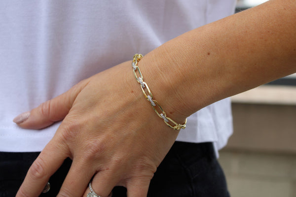 Diamond Paperclip Bangle - Mila Gems