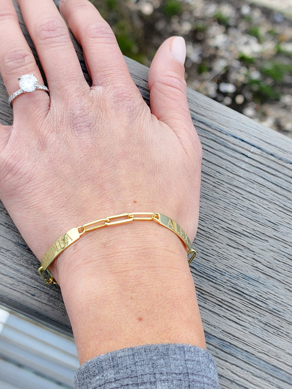 Double ID Paper Clip Bracelet - Mila Gems