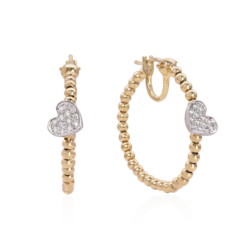 Pave Diamond Heart Hoop Earrings - Mila Gems