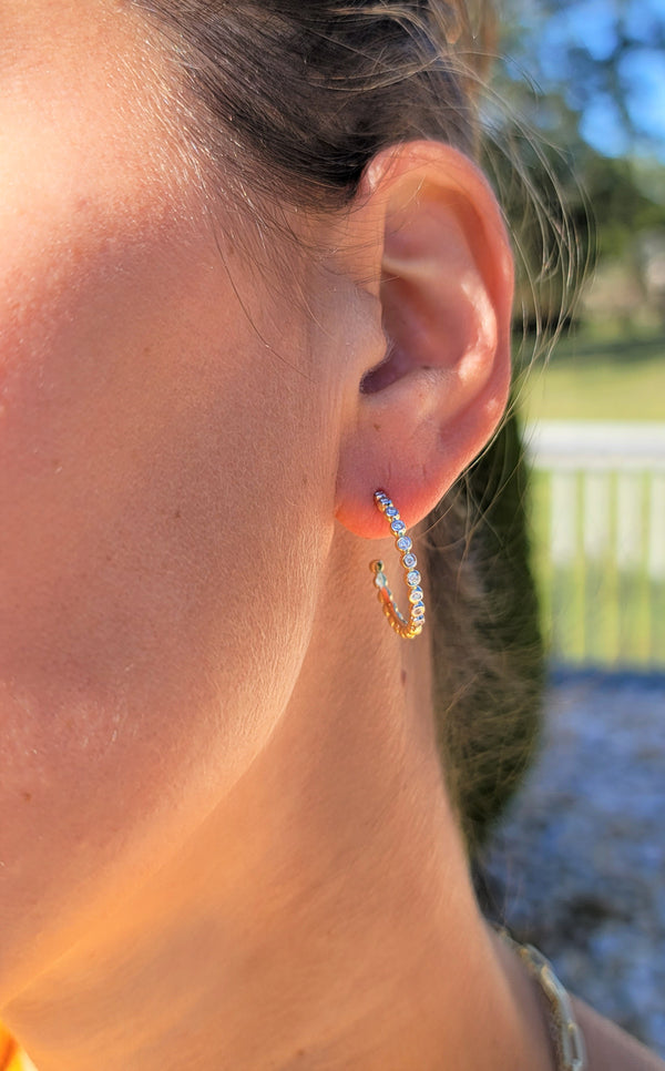 Open Hoop Diamond Earrings - Mila Gems
