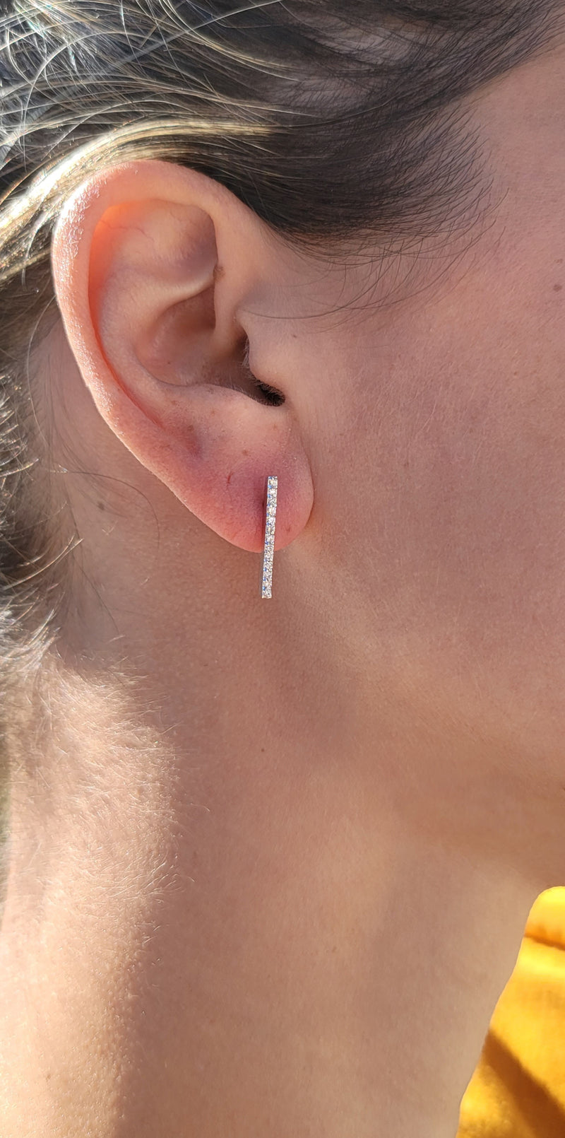 Mini Diamond Bar Earrings