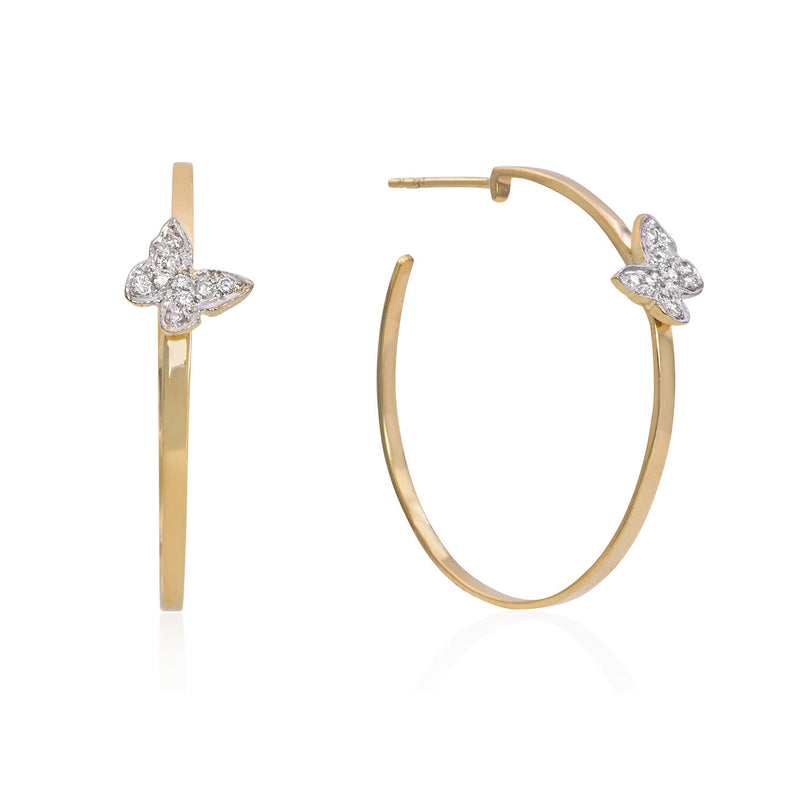 Diamond Butterfly Hoop Earrings - Mila Gems