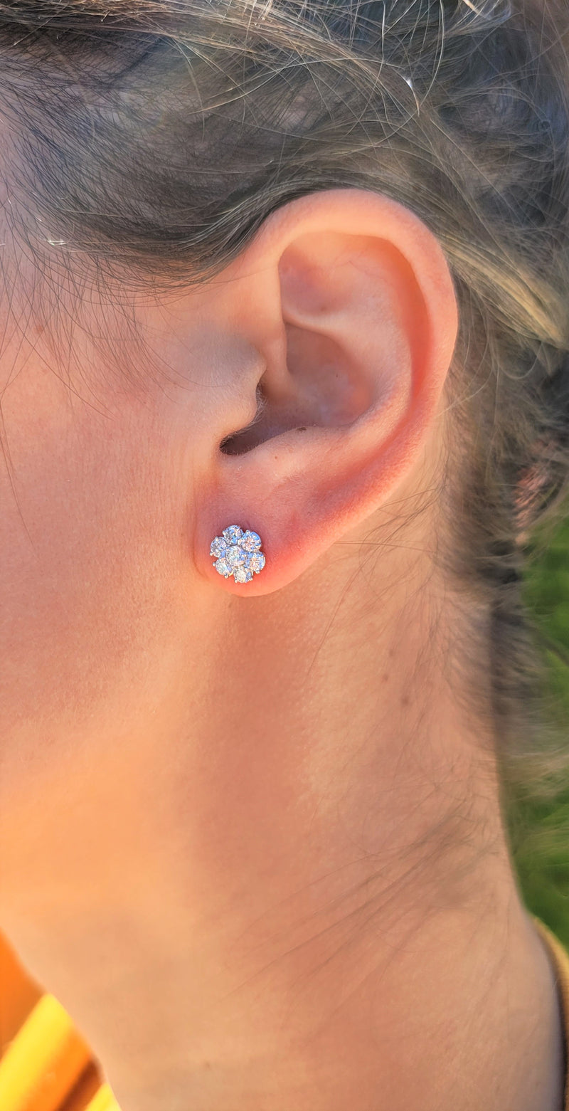 Mini Pave Diamond Cluster Earrings - Mila Gems