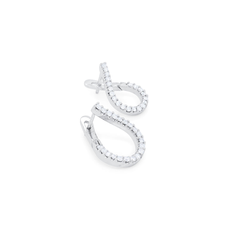 White Gold Diamond Hook Earrings - Mila Gems