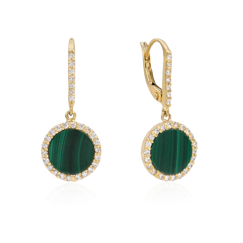Malachite Diamond Earrings - Mila Gems