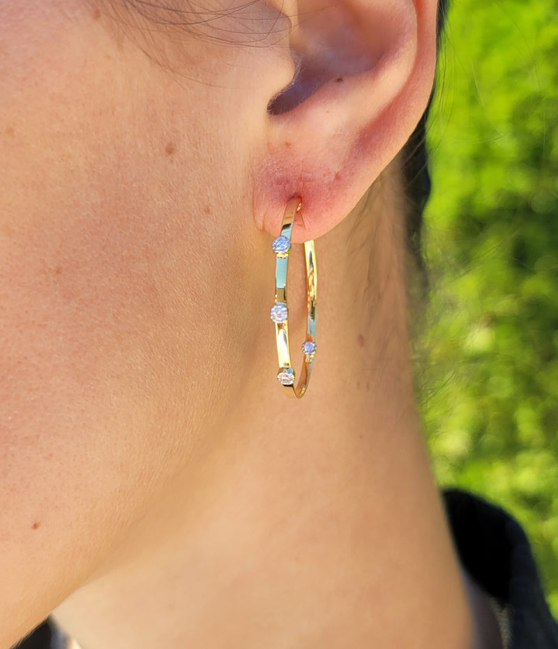 Bezel Set Diamond Hoop Earrings - Mila Gems