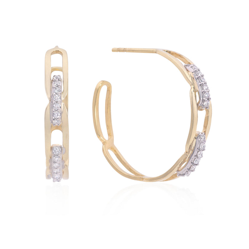 Diamond Paperclip Hoop Earrings - Mila Gems