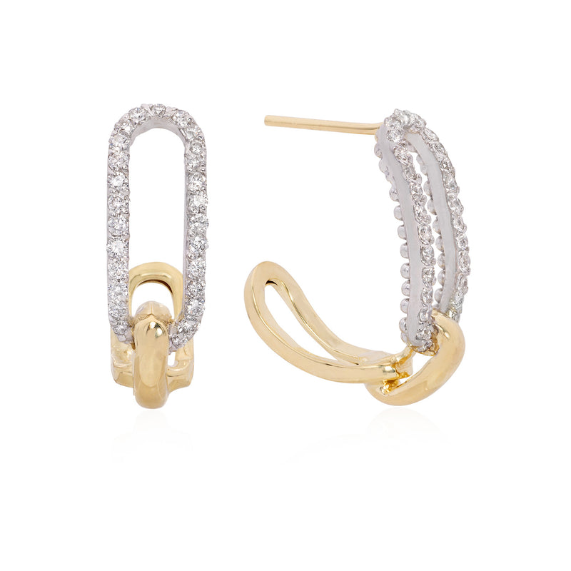 Diamond Paperclip Huggie Earrings - Mila Gems