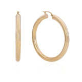 Yellow Gold Tube Hoop Earrings - Mila Gems