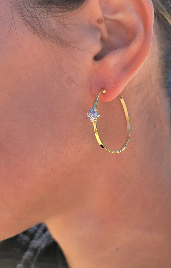 Diamond Clover Hoop Earrings - Mila Gems