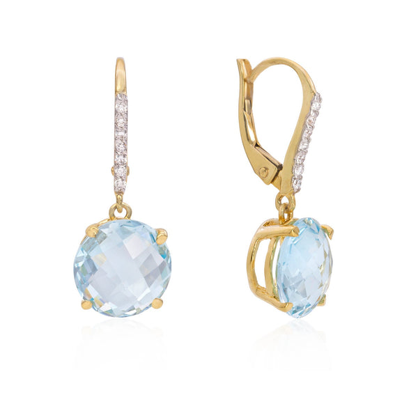 Blue Topaz Diamond Earrings - Mila Gems