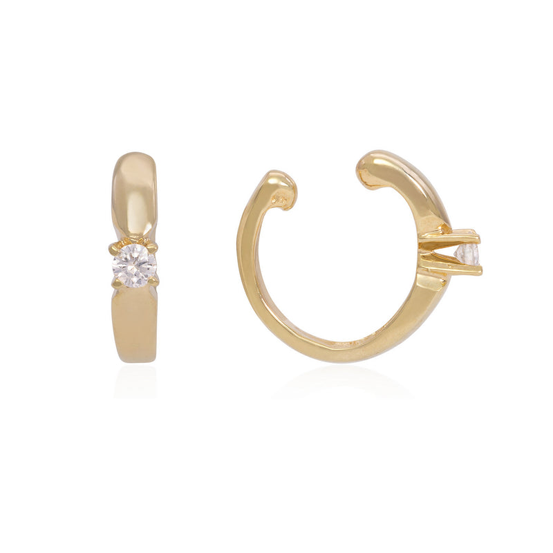 Diamond Solitaire Ear Cuff - Mila Gems