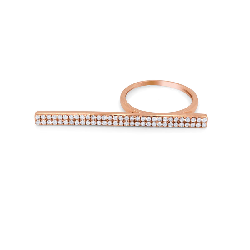 Rose Gold Long Bar Diamond Ring - Mila Gems