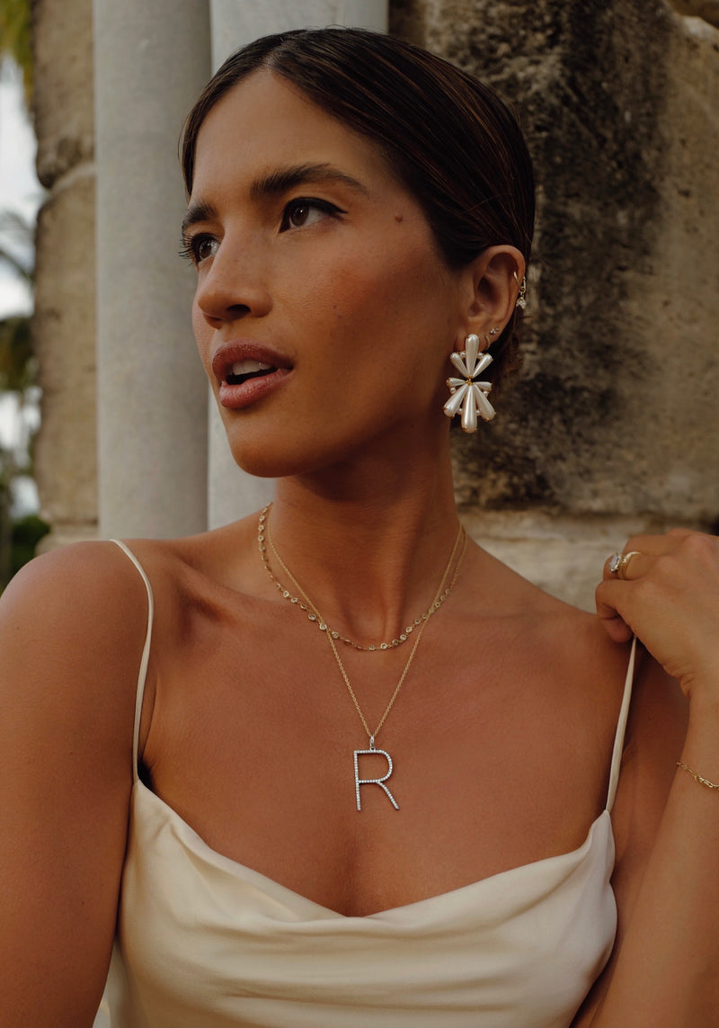 Big diamond initial necklace Clearance