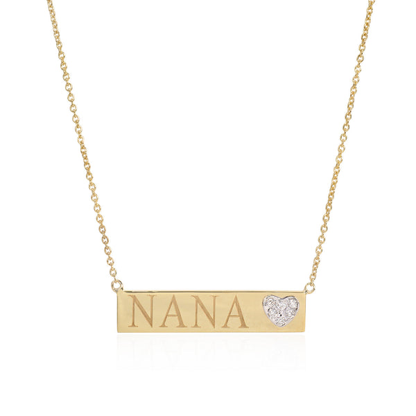 ID Nameplate Necklace and Diamond Heart - Mila Gems