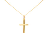 Yellow Gold Plain Cross Necklace - Mila Gems