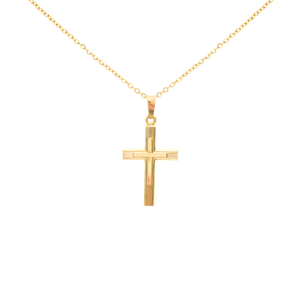 Yellow Gold Plain Cross Necklace - Mila Gems