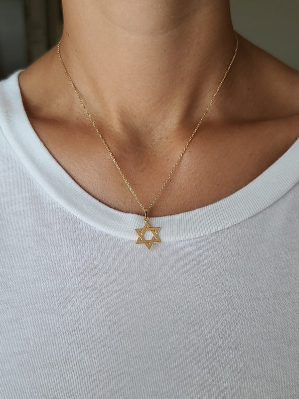 Yellow Gold Star of David Necklace - Mila Gems