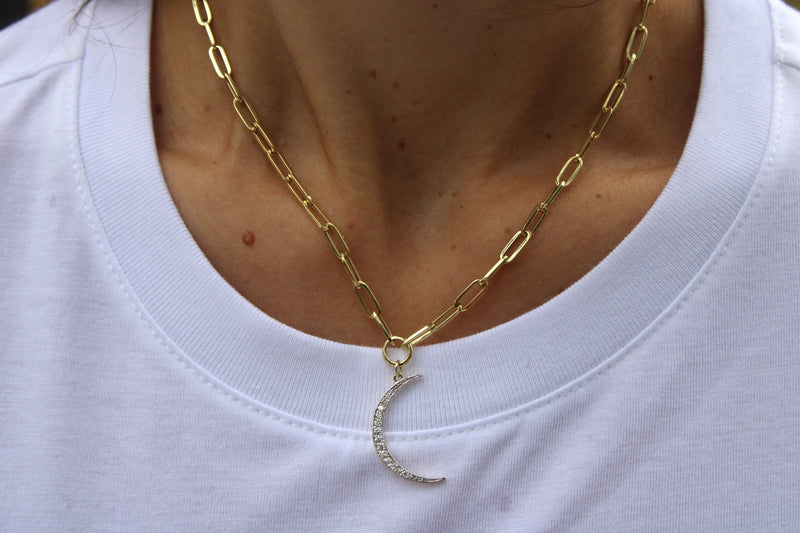 Diamond Crescent Moon Necklace - Mila Gems