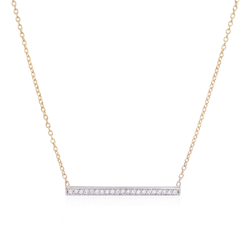 Two Tone Diamond Bar Necklace - Mila Gems