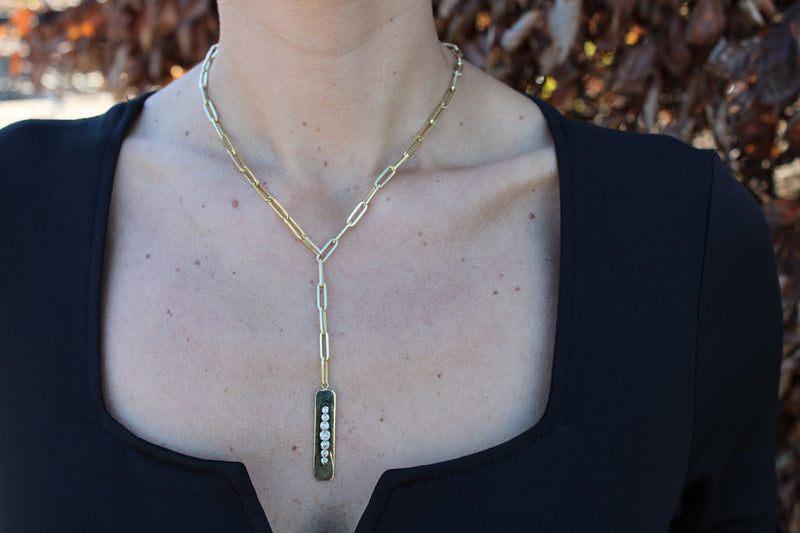 Diamond Bar Lariat Necklace - Mila Gems