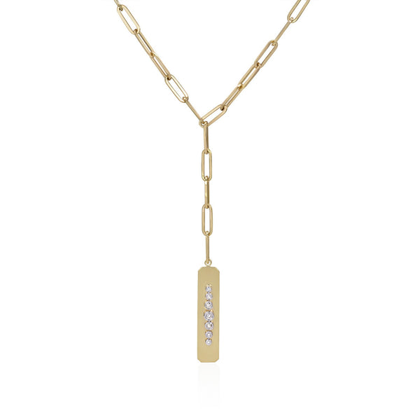 Diamond Bar Lariat Necklace - Mila Gems