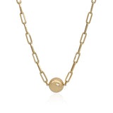 Gold Ball Paper Clip Necklace - Mila Gems