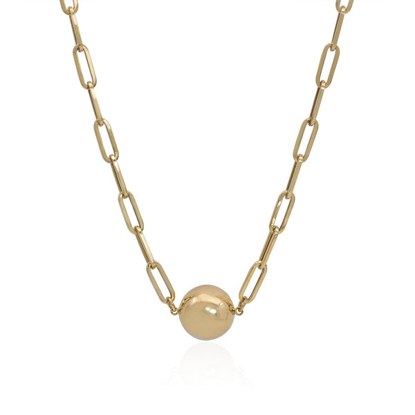 Gold Ball Paper Clip Necklace - Mila Gems