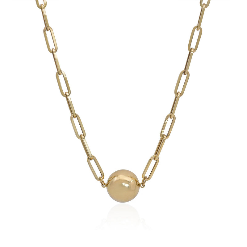 Gold Ball Paper Clip Necklace - Mila Gems