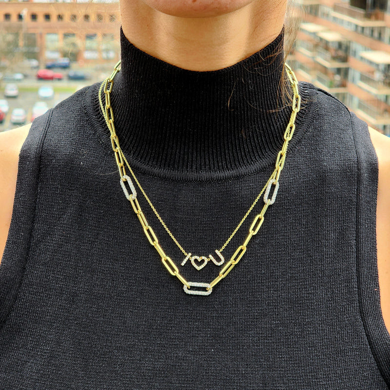 Diamond Paperclip Necklace - Mila Gems