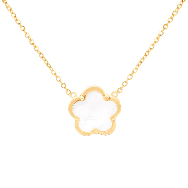 Yellow Gold Mother of Pearl Clover Necklace - Mila Gems